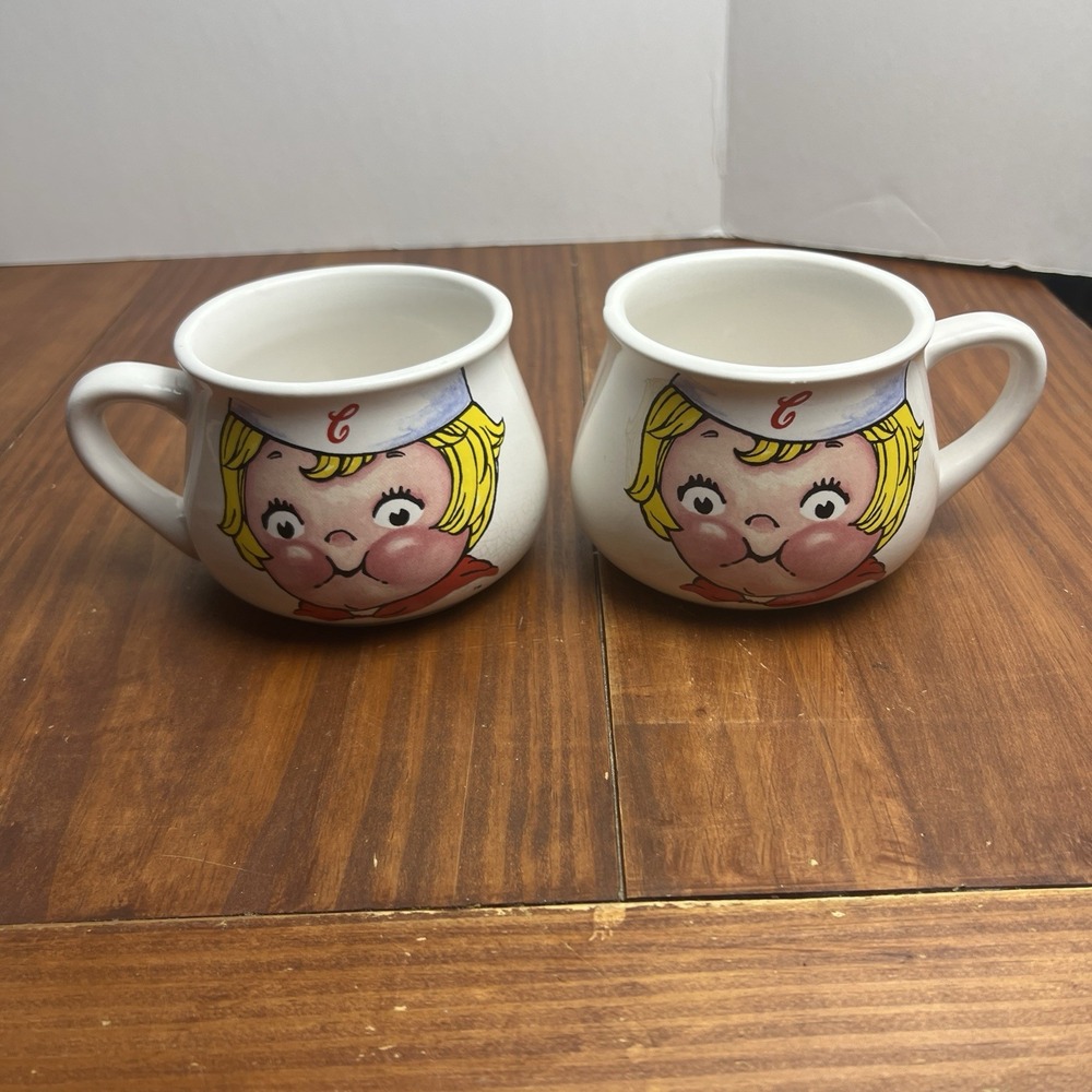 Set Of 2 Vintage Campbell Soup Mugs Kids Face Collectible 1998